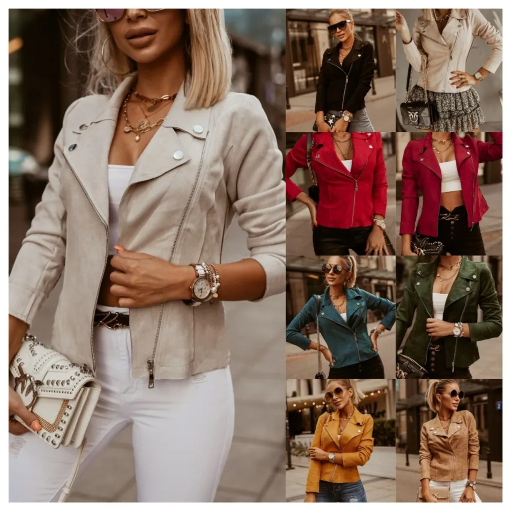 Элегантная темпераментная однотонная куртка для женщин осень-зима 2024 тонкая