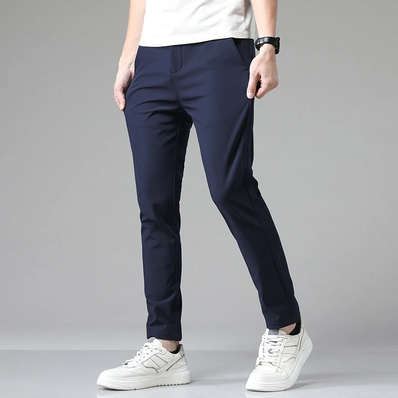New Summer Casual Pants Men Thin Business Stretch Slim Elast