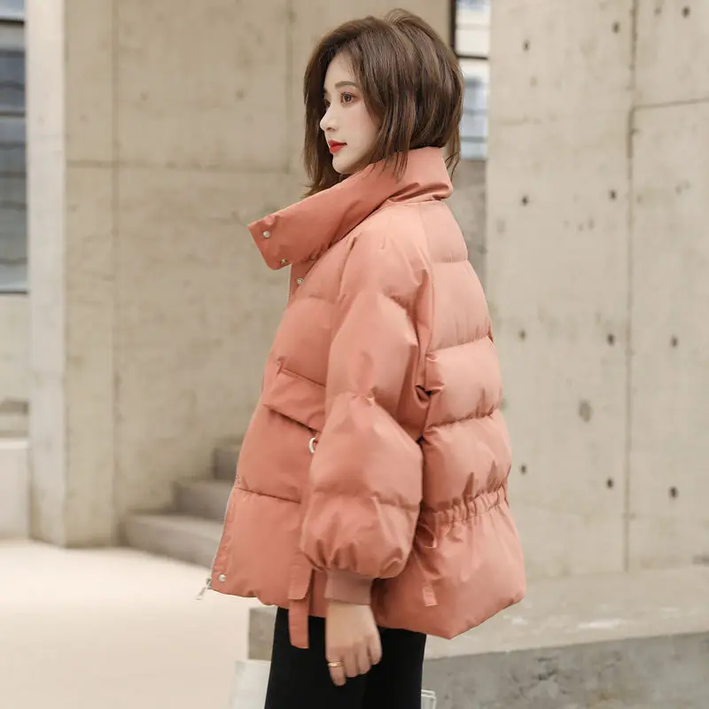 2022 Thick Women Parkas Winter Warm Loose Puffer Jacket Cotton Padded Korean Solid Casual Button Up Ladies Shorts Coats