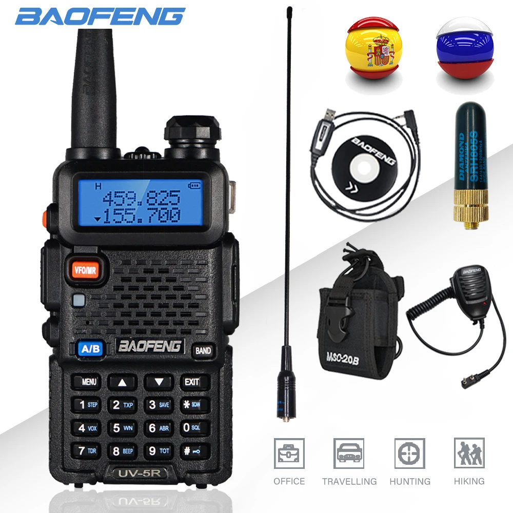 

Original Baofeng UV 5R 10KM 1800mAh CB Ham Radio Station Two-way Amateur VHF Powerful 8W /5W UV-5R Walkie-talkie Hunting Radios