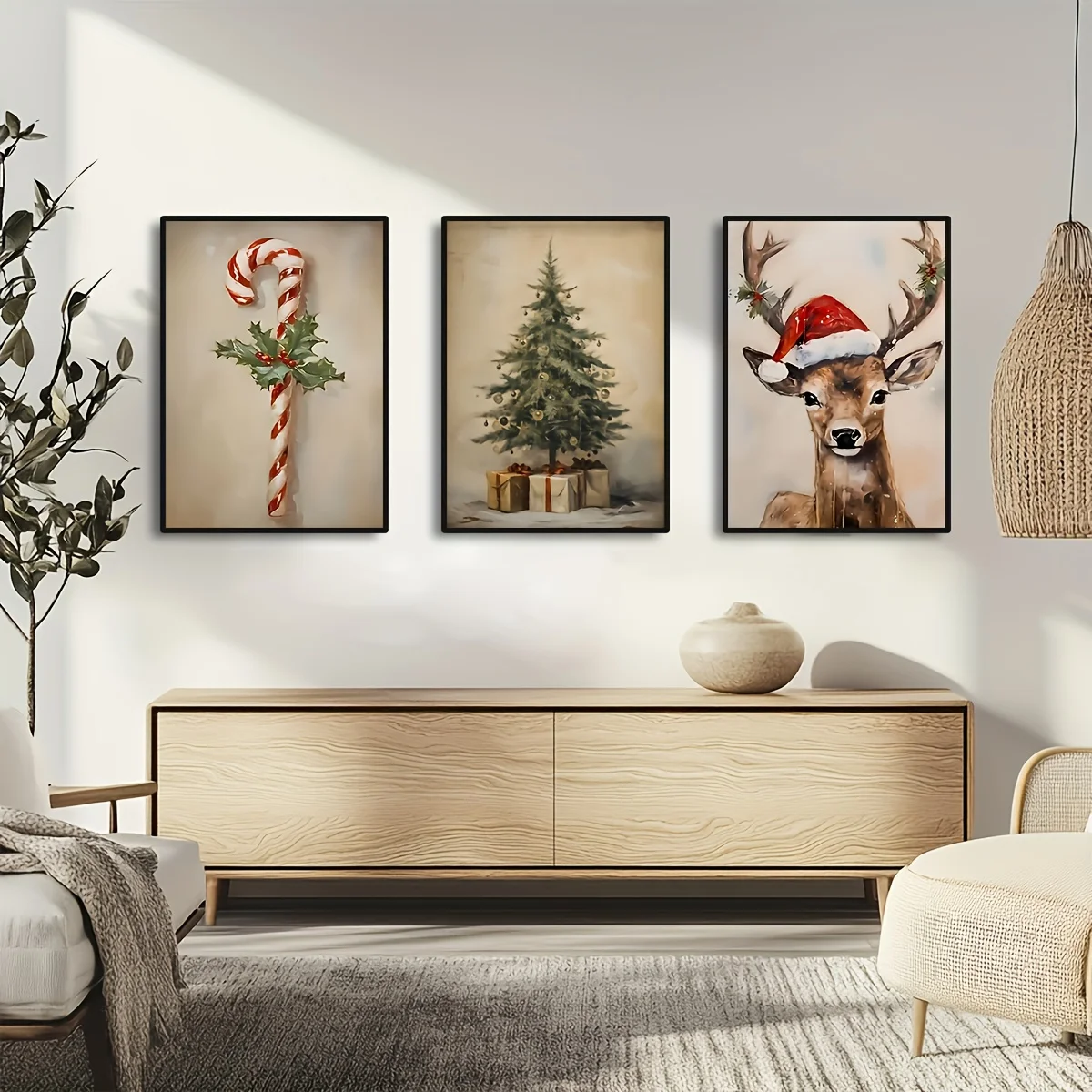 

Набор из 3 постеров на холсте: Рождественский поезд