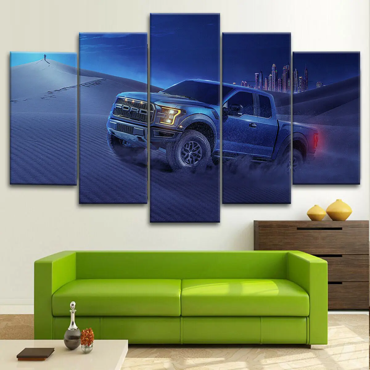

Unframed 5 Panel Ford Raptor Single Cab Beast Beauty Car Canvas Posters Wall Art Pictures Paintings for Living Room Home Decor