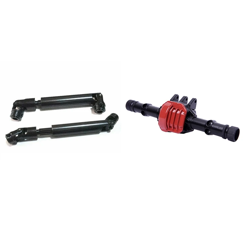 

2 Set RC Car Part: 1 Set Steel CVD Universal Joint Drive Shaft & 1 Pcs Alloy Front + Rear Axle Housing Case