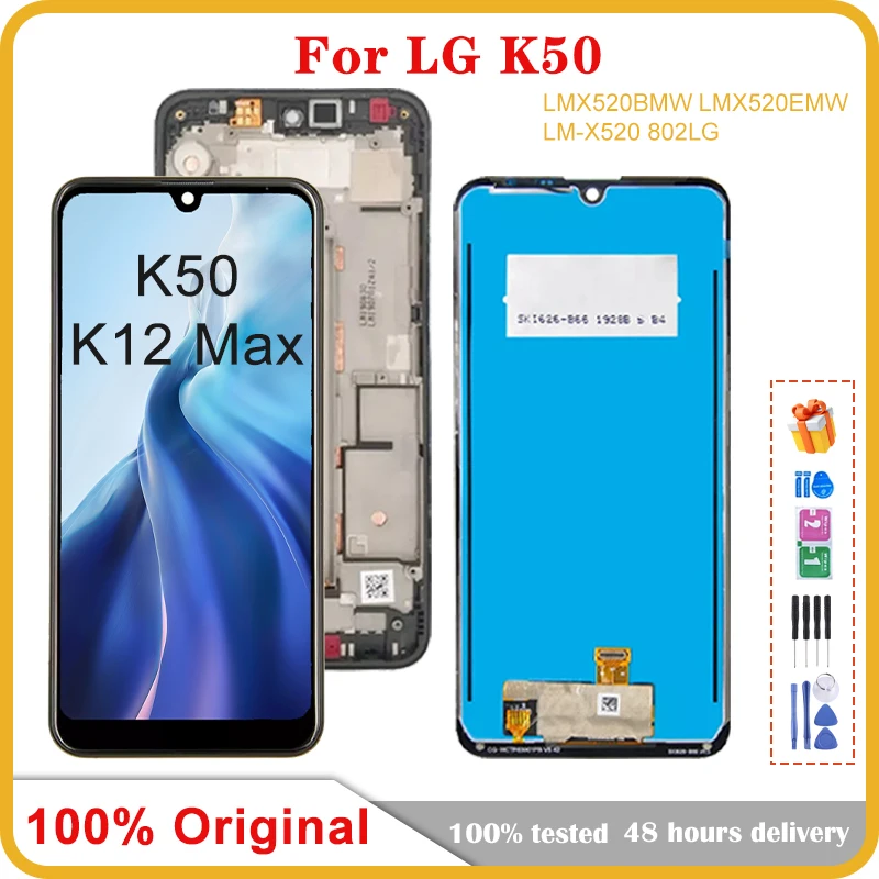 100% Оригинальный ЖК-дисплей для LG K50 LMX520BMW LMX520EMW дисплей Сенсорная панель экран дигитайзер для LG K12 Max Q60 с рамкой