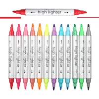 zscm 12 color highlighter double head marker school supplies office accessories stationery supplies erasable pen highlighter