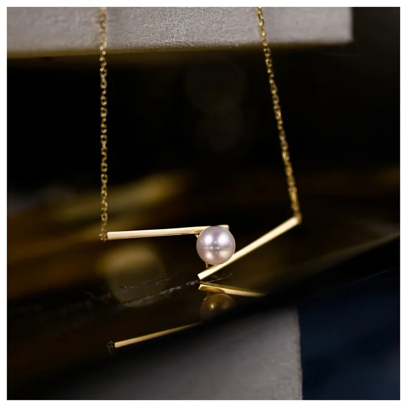 

TKJ New 18K Gold-Plated Color-Preserving Necklace Balance Wood Set Chain Clavicle Chain Light Luxury Niche Design High-End Sense