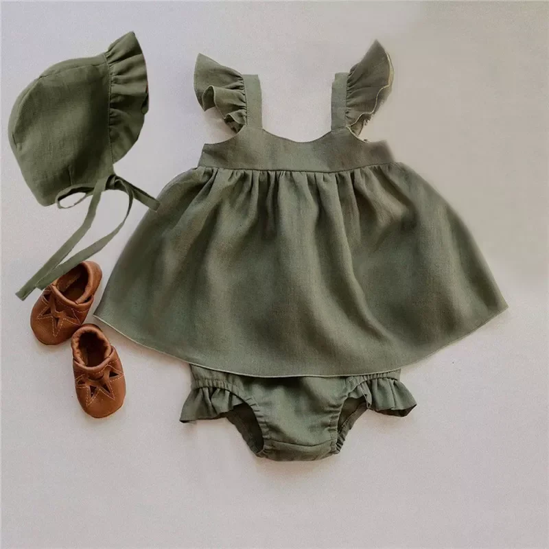 Clothes Girl Dress Bloomer For 0-2Y Summer Organic Cotton Newborn Girl Clothes Kids Girl Clothing baby Girl Outfits
