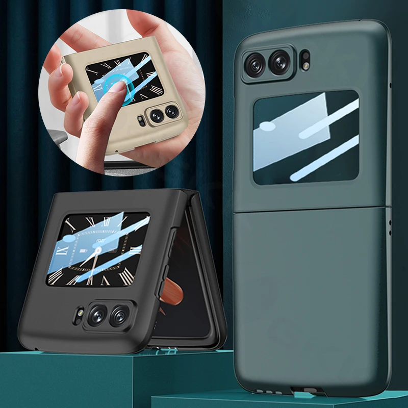 

GKK Ультратонкий чехол для Motorola Razr 2022 со стеклянной защитной крышкой для камеры Moto Razr 2022 матовый жесткий чехол