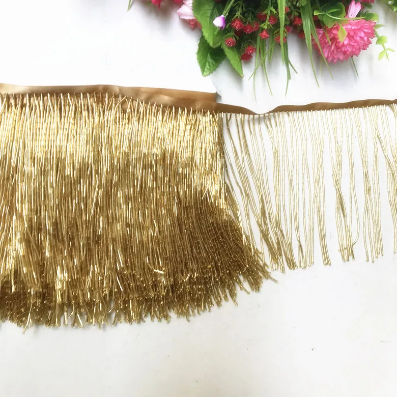 

Silver white tube bead tassel row beard lace trim accessory wedding dress shoulder decoration lace accessory material