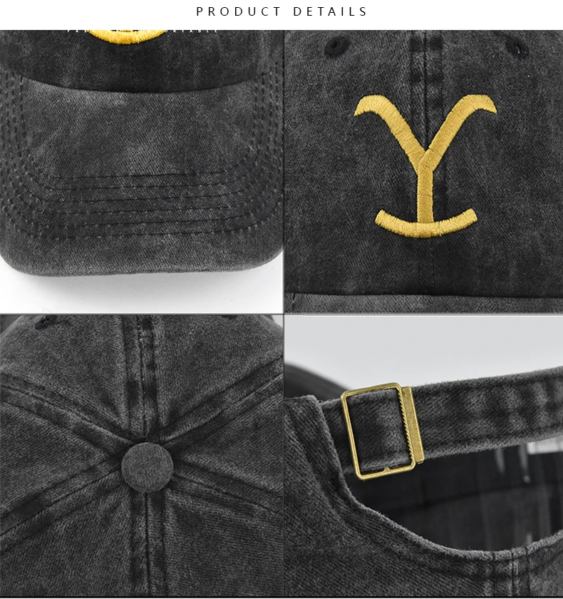 Бейсболка с вышивкой Yellowstone однотонная для отдыха на природе