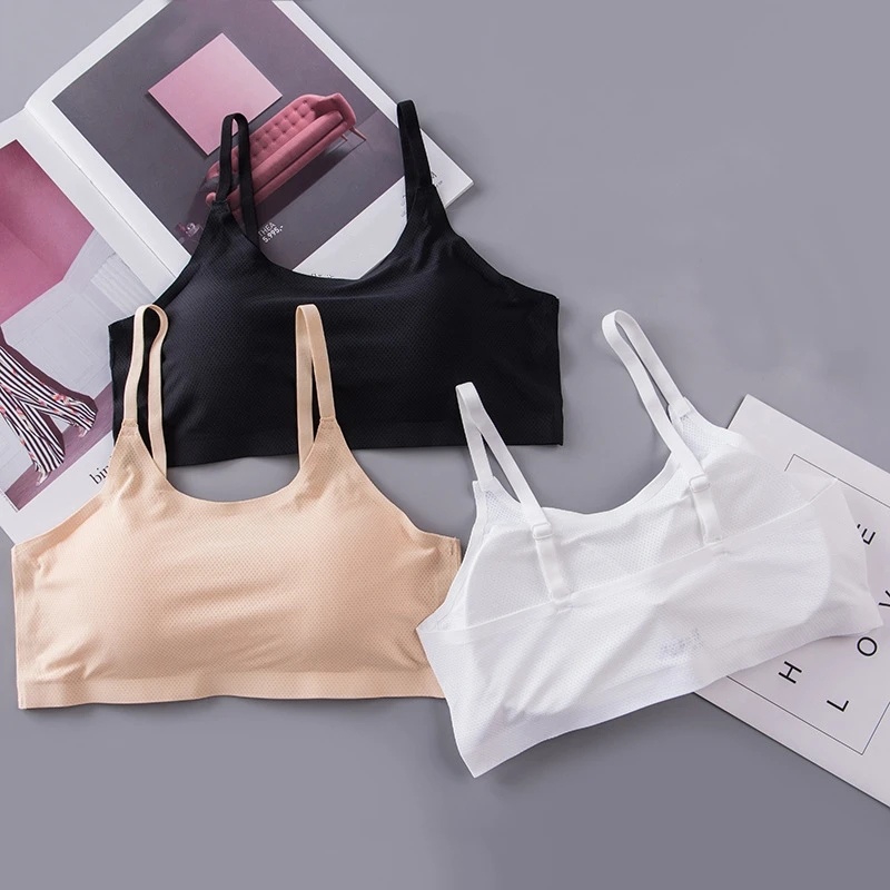 

Summer New Seamless Ice Silk Breathable Hole Beautiful Back Wrapped Chest Adjustable Shoulder Strap Rimless Sports Bra For Women