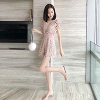 hollow lace stitching jumpsuit womens summer one piece shorts lace v neck dress a line skirt 2022 fairy skirt summer
