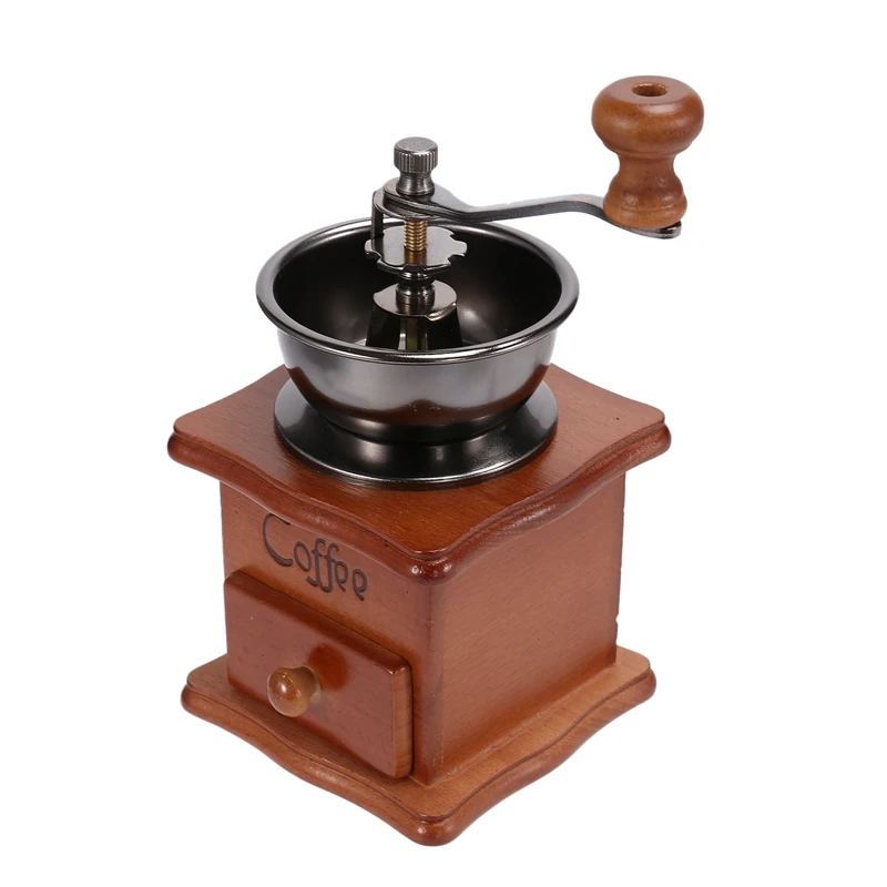 

Coffee Bean Grinder Wooden Manual Coffee Grinder Hand Stainless Steel Retro Coffee Spice Mini Burr Mill With Ceramic