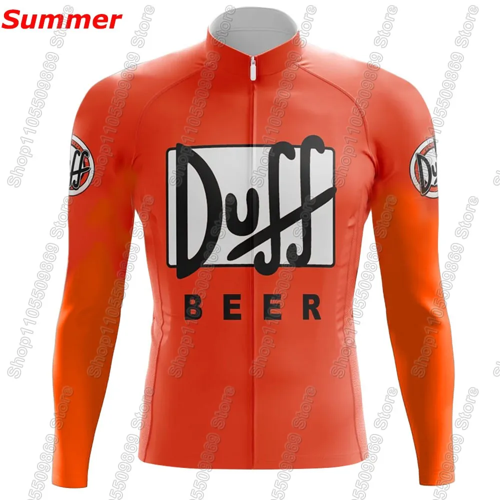 Комплект велоформы Duff-Beer 2026: мужской летнийзимний оранжевый велоджерси с длинным рукавом и штаны-комбинезон для MTB и шоссейного велоспорта (Ropa Ciclismo) (art.: 3920da792385f) - 3920da792385f