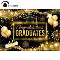 allenjoy class of 2022 graduation backdrop gold stars bachelor cap congrats prom party students balloons photocall background