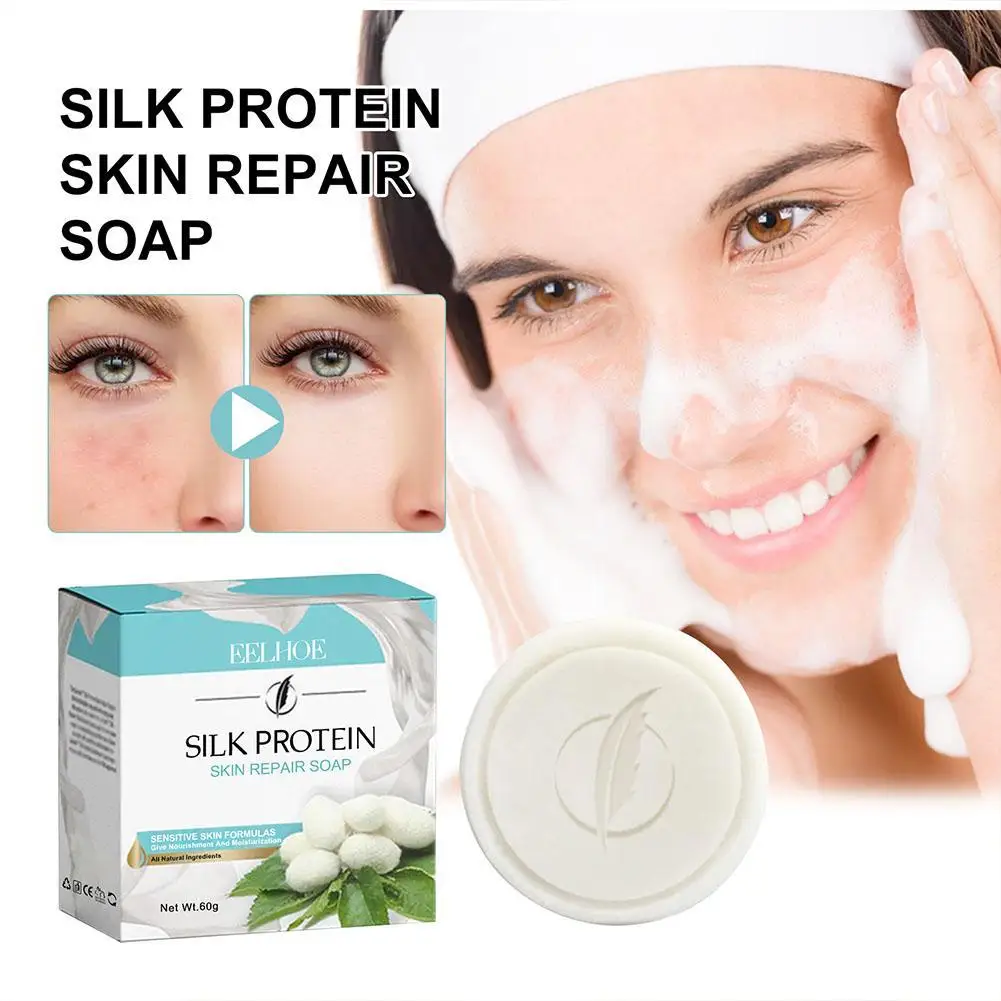 

Goat Milk Soap Bar Silk Protein Skin Repair Face Soapbar Multi-Purpose Firming Body Soapbar 60g Bath Cleansing Bar For Body Face