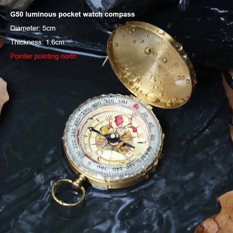 

High Quality Camping Hiking Pocket Brass Golden Compass Portable Compass Navigation For Outdoor Activities