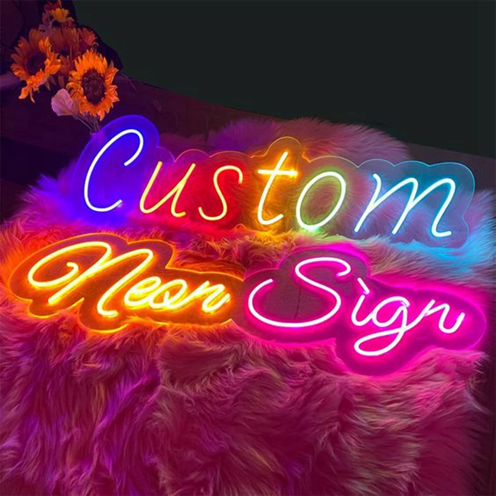 Custom Neon Sign Private Personalised Name Design Room Wall Logo LED Light Letter Birthday Party Wedding Decor Night Lamp