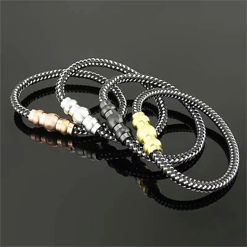 JW74 MB Leather Rope Bracelet With Stamp For Men Three Color Without Box