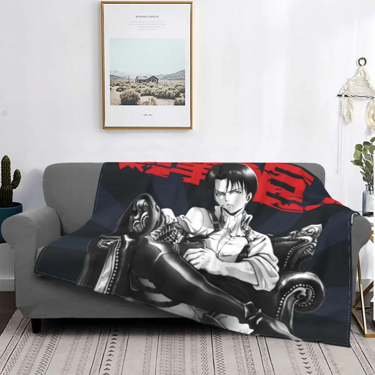 

Shingeki No Kyojin AOT Levi Blanket Soft Flannel Attack on Titan Throw Blankets for Bedding Couch Office Spring Warm Fleece