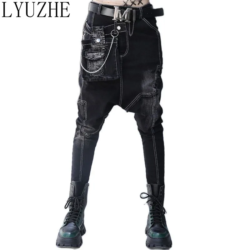 

Женские узкие джинсы LYUZHE, черные шаровары в стиле хип-хоп, модель TT187L на осень, 2021