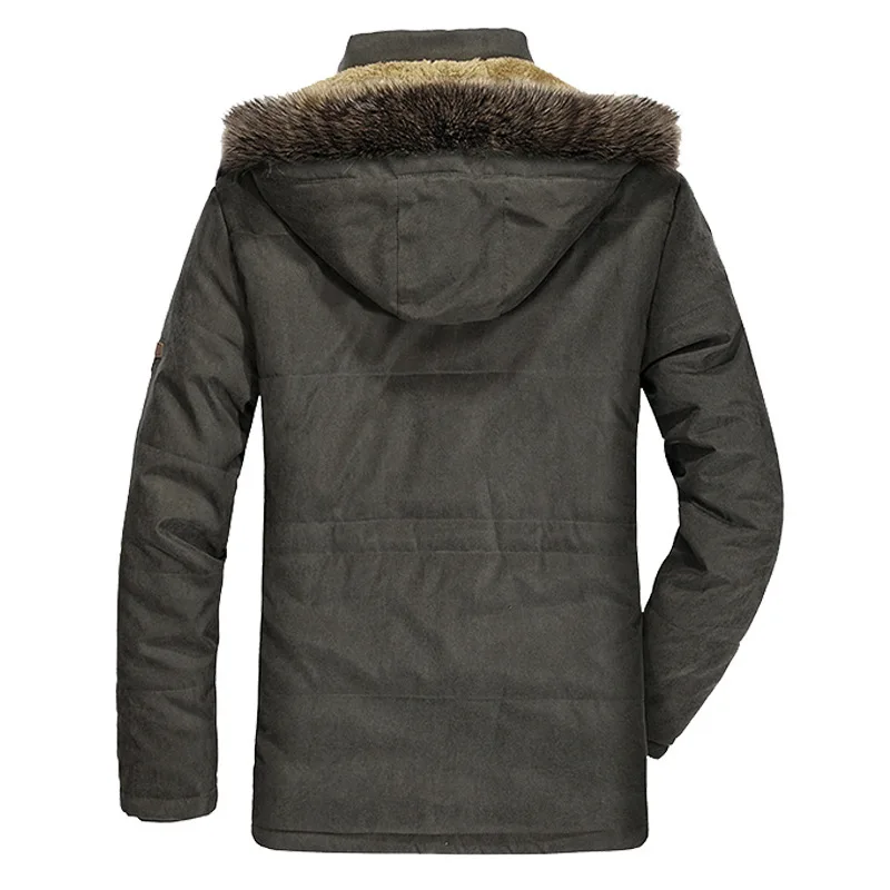 Winter Fleece Thermal Jacket Coat for Men Fur Collar Hodded Thickened Parkas Fashion Casual Windproof Hat Detachable Coats Homme