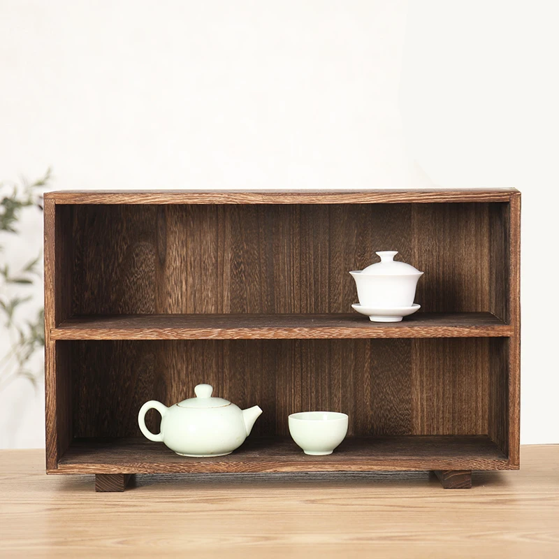 

Desktop Shelf Solid Wood Table Office Teapot Cup Storage Cabinet Multi-layer Desk Display Shelf