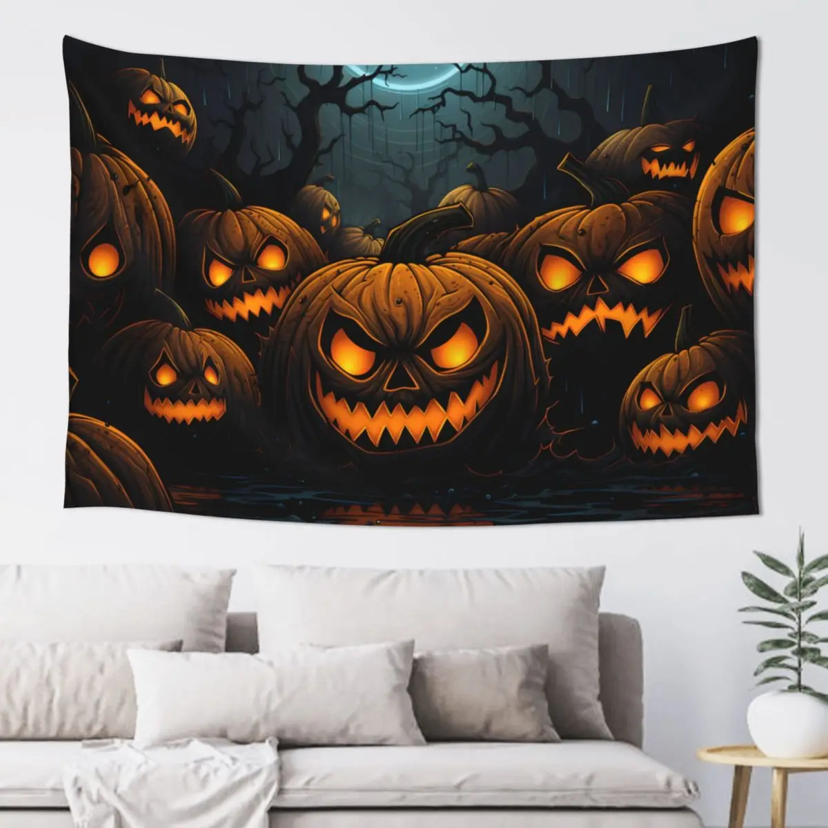 

Halloween Pumpkin Tapestry Wall Hanging Aesthetic Room Decor Artwork Landscape Tapestry Bedroom Decoration 60x40in