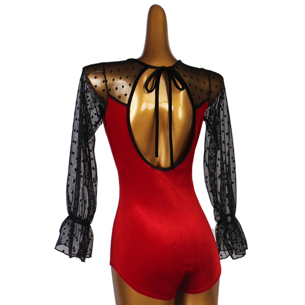 Танцевальная одежда Элегантный женский полукостюм Женский Топ в горошек для