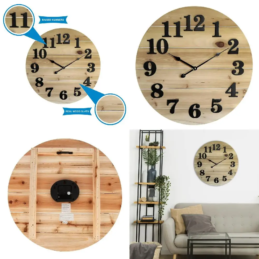 

Luxurious Timelessly Beautiful Natural Stain Finish WMC222N Planks Clock - Uniquely Stunning and Stylish.