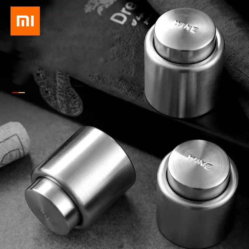 

New Xiaomi Stainless steel wine stopper vacuum bottle stopper sealing silicone sealing high-end wine champagne stopper foaming