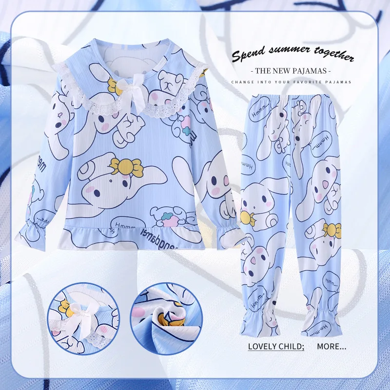 

Sanrio Cinnamoroll Kuromi Children Fall Y2k Pajamas Set Cute My Melody Pochacco Cute Girl Casual Thin Long Sleeve Kids Fall Gift