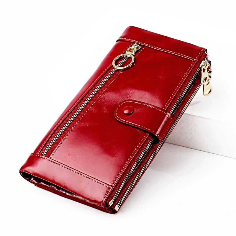 Genuine Leather Wallet Women Zipper Large Capacity Female Long Money Purse Phone Pocket Rfid Card Holder New Clutch Bag Wallets
