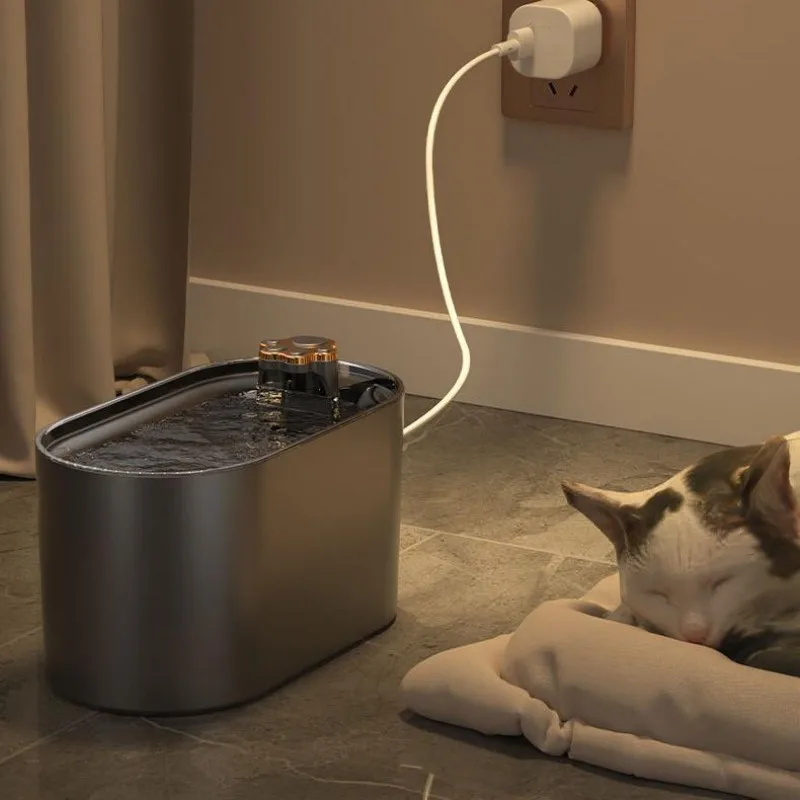 

Фонтан для кошек 3 л, умный фонтан для домашних животных, бесшумный диспенсер воды для домашних животных светодиодный светильник кой, автома...