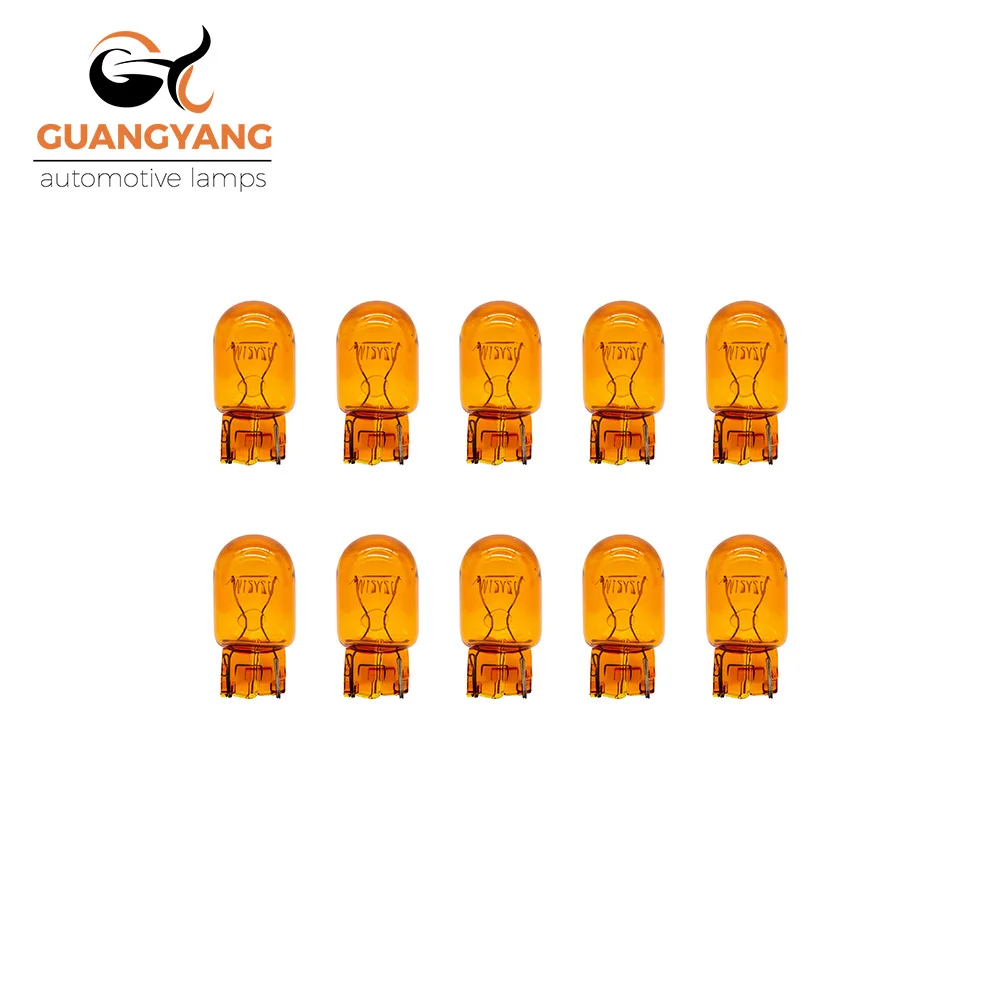 10 шт. T20 7440 7443 W21W W21/5W 12V 21W Натуральный Желтый Янтарный автомобильный галогенный