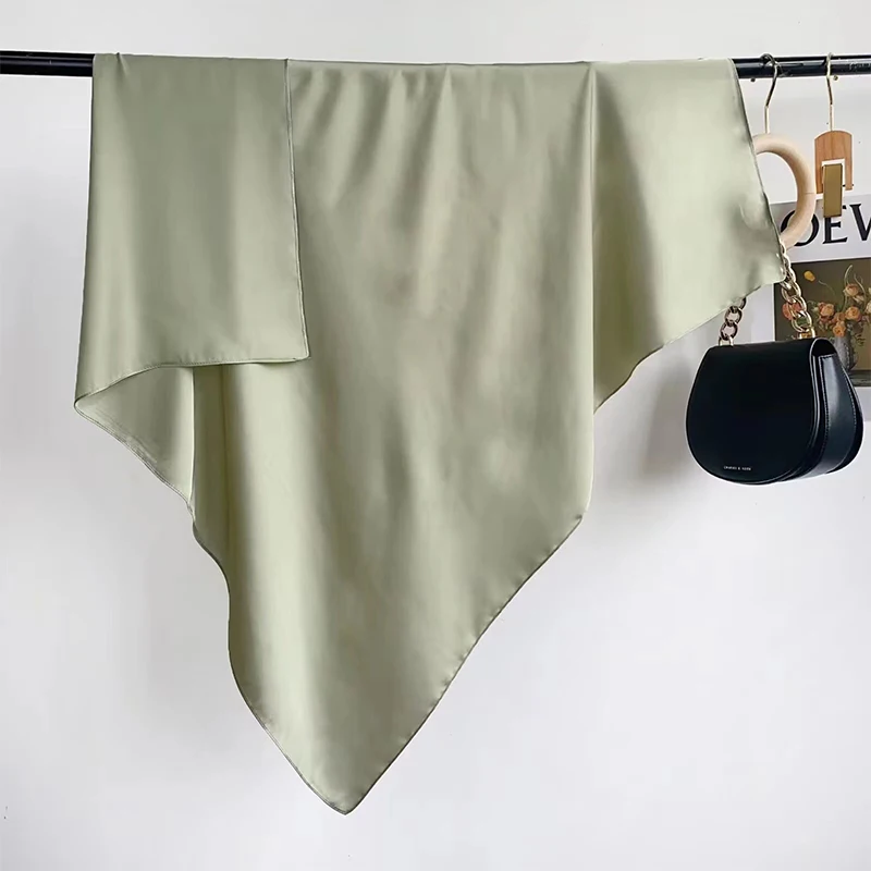 Женский шарф для волос однотонный платок на голову квадратный 90*90 шелковая