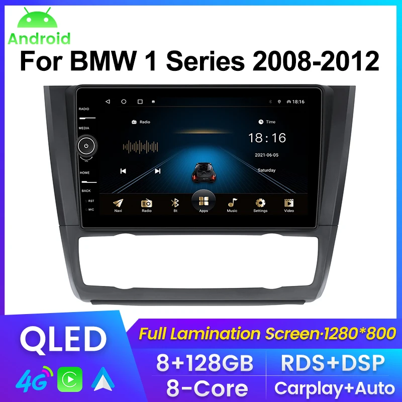Android11 QLED Screen  DSP RDS Car Radio Stereo For BMW 1 Series 120i E81 E82 E87 E88 Multimedia GPS Navigation CARPLAY+AUTO 4G