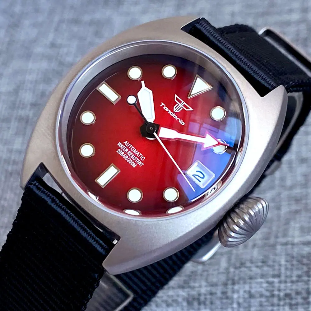 Титановый корпус Tandorio NH35 Military Field 36 мм 200 м мужские часы для дайвинга Lume