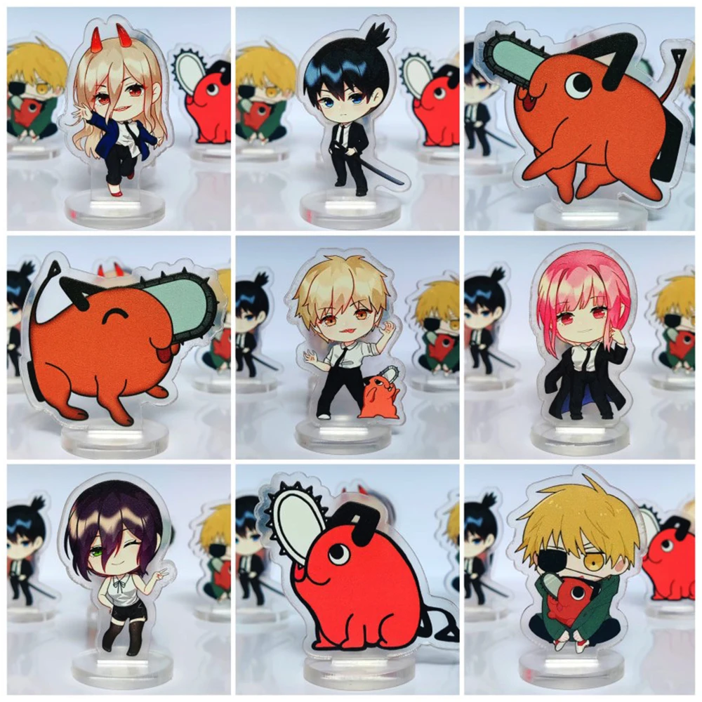 

9Pcs/Set Popular Mang Chainsaw Man Pochita Power Denji Acrylic Stand Model Plate Kawaii Figure Key Holder Desk Decor Accessories