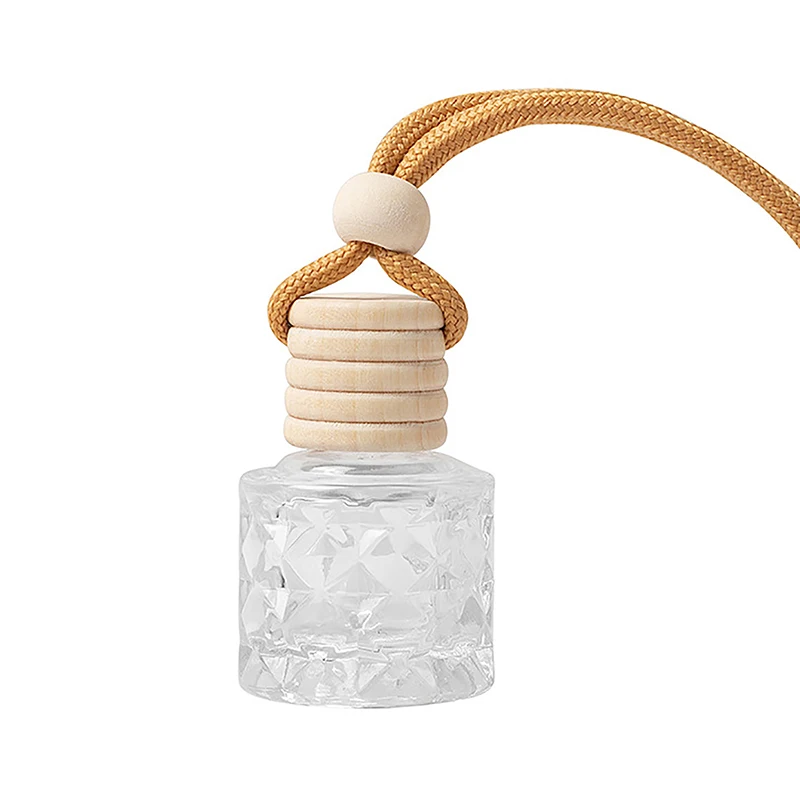 

8ML Empty Pendant Auto Perfume Mini Perfume Bottles With Wood Lid Glass Bottle Essential Oil Container Portable Colgante Para