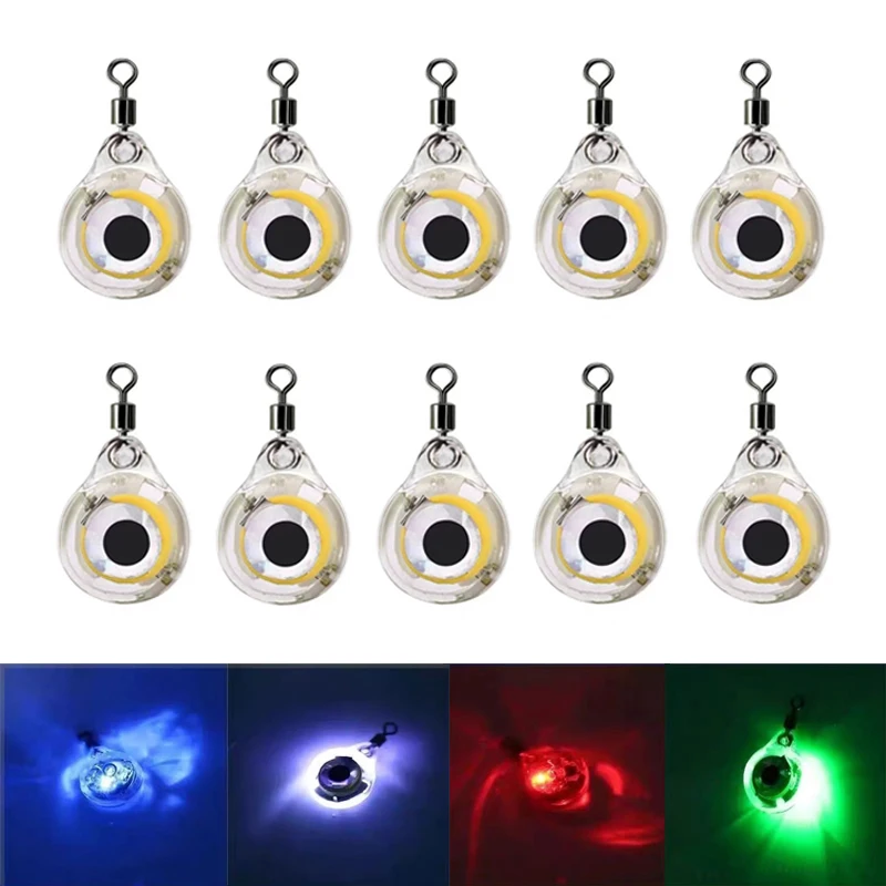 

10Pcs Fishing Lure Light LED Deep Drop Underwater Eye Shape Artificial Fishing Bait Luminous Lure Accessories For Attract Fish