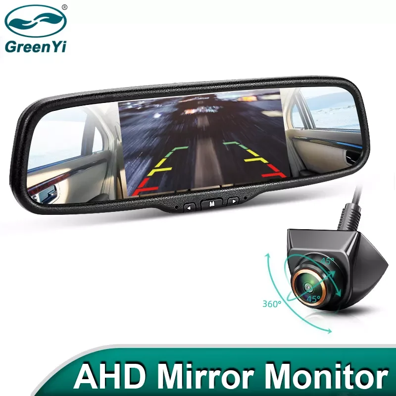 

NEW2023 GreenYi 5 inch AHD Car Rear View Central Screen Mirror Monitor Support 2CH Front/Rear AHD Input 3 Kind of AHD Camera Opt