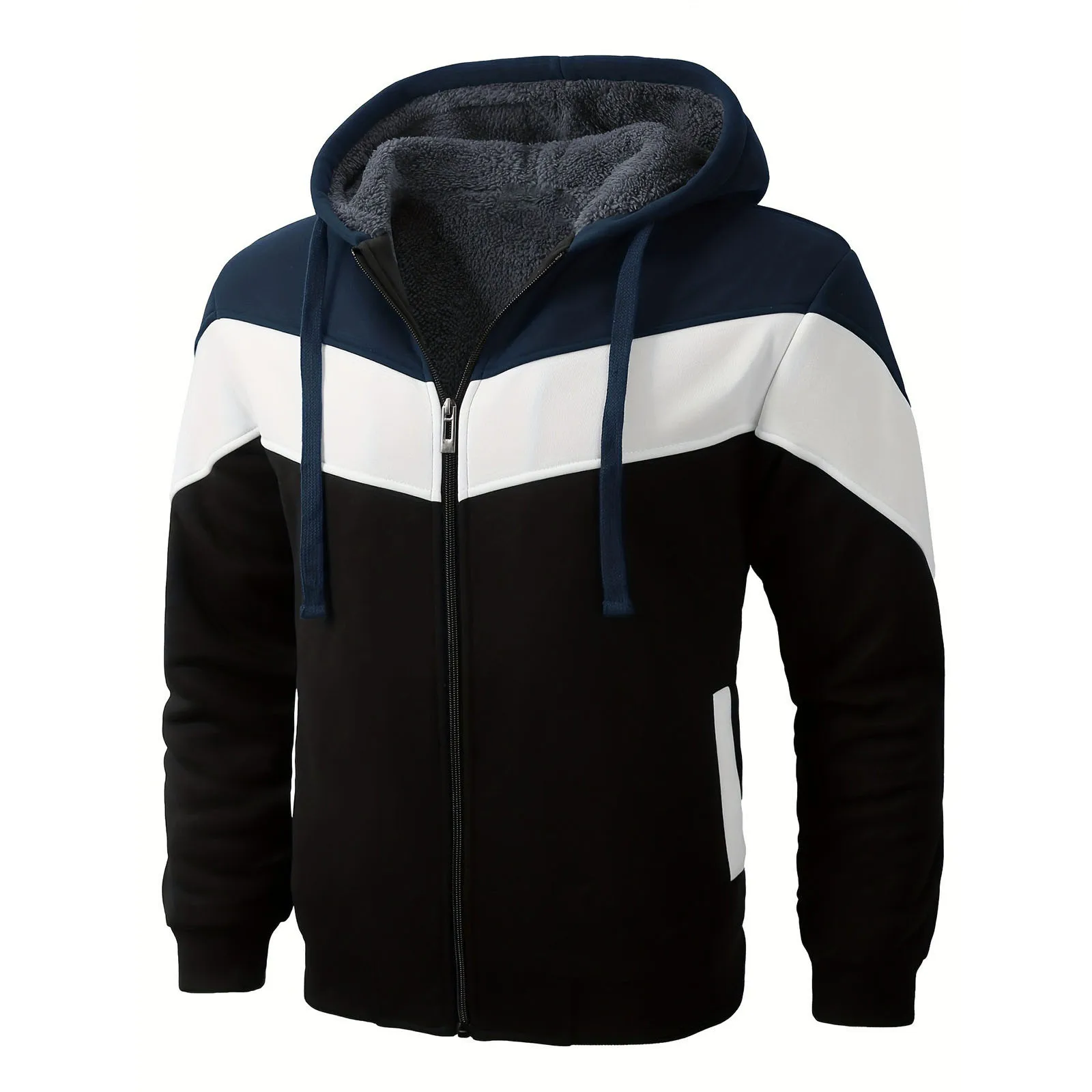 

Мужская Зимняя шерстяная толстовка с капюшоном на молнии, Толстая Уличная Спортивная толстовка с капюшоном для отдыха на открытом воздухе, повседневные топы для бега