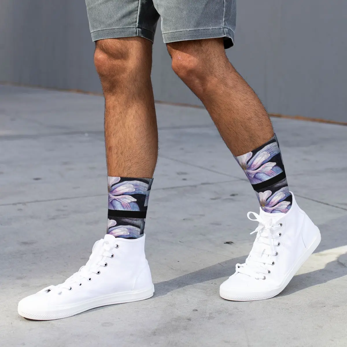 Голубые цветки Коломбина (НАТУРАЛЬНАЯ фиксация до о'keeffe) спортивные носки