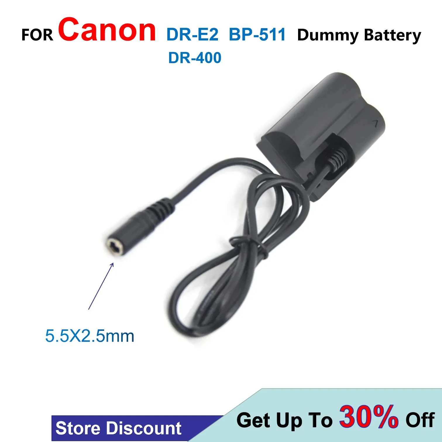 

DR-E2 DR-400 DR400 DC Coupler BP 511 BP511 BP-511 Dummy Battery For Canon ACK-E2 EOS 5D 10D 20D 20Da 30D 40D 50D D30 D60 DSLR