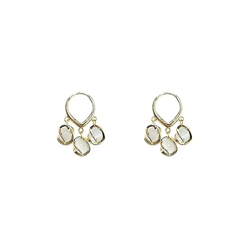 

Fashion New Women's Drop Earrings Premium Light Luxury Temperament Niche Design Sense Cat's Eye Stone Flower Jewelry Gift