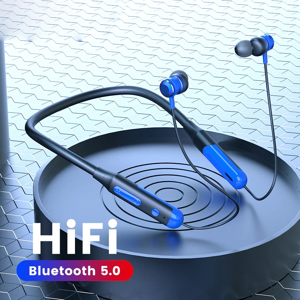 

Bluetooth 5.0 Wireless Headphones Magnetic Neckband Earphones Hifi Noise Cancelling Earbuds With Mic For iphone Android