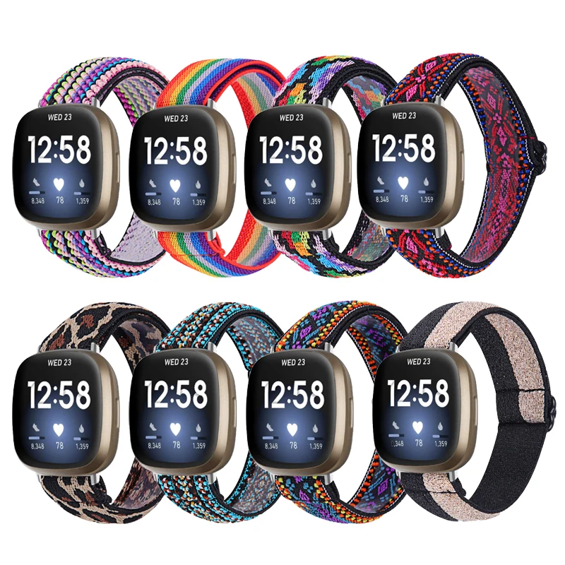 For Fitbit Versa 4 3 2 Smart Watch Elastic Nylon Loop Band Versa 3 Women Men Bracelet band for fitbit sense/ sense 2 accessories