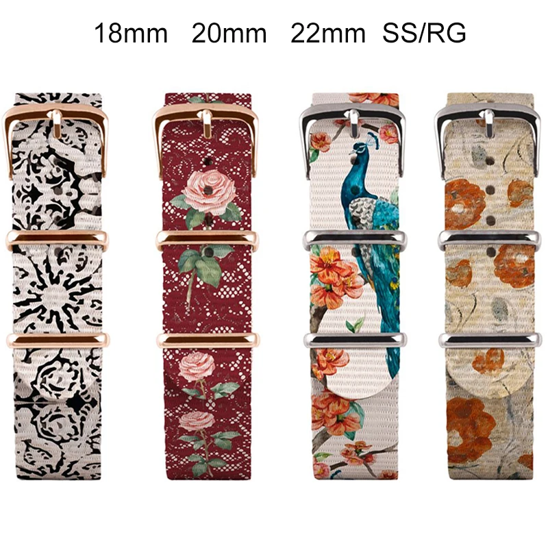 Нейлоновый ремешок для часов ширина 18-22 мм цвет в ассортименте