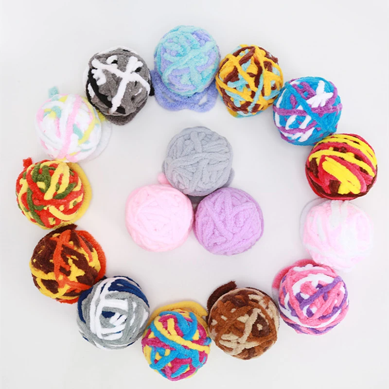 

3/5/20Pcs Pet Cat Toys Self Entertaining Chew Toy Colored Plush Bell Ball Interactive Cat Toy Cat Supplies